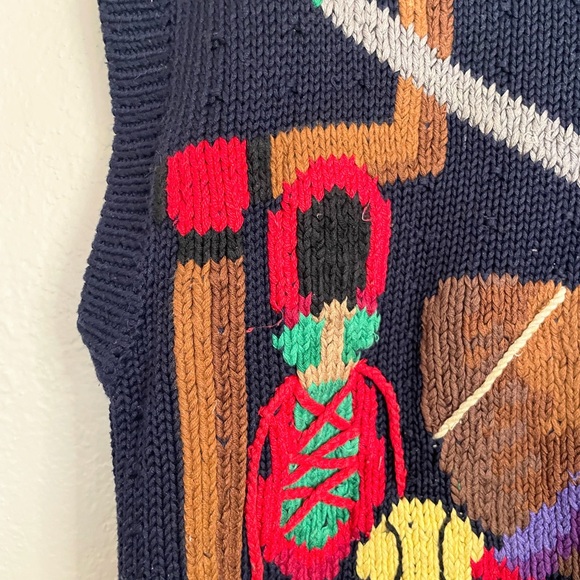 Vintage Traditional Trading Co Hand Knit Sports Sweater Vest Medium 100% Cotton - Picture 2 of 10